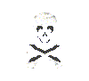 A skull and crossbones icon with a pixelated texture, showing subtle variations in the skull's position across frames.