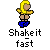 Pixelated character with yellow hair and blue shorts holding a white ball, displayed in multiple states including static poses and motion sequences.