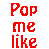 Animated contact sheet of a cartoon girl holding balloons with repeated text "Pop me like a bubblegum" in red pixelated font across multiple frames.