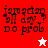 Pixelated text "iam actin all day? do prob." on red and white backgrounds with star symbols, animated between color variations.