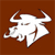 Pixelated white bull-shaped icon on solid brown background with no visible text or additional elements.