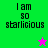 Four display "I am so starlicious" text with a pixelated font; two have stars, one green and one pink