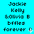 Pixelated text on cyan background shows three of names and phrases with evolving emoticons at the bottom of each