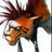 Pixelated cartoon character with spiky dark brown hair, orange face, and white eyes on a plain background.