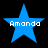 Four blue star-shaped icons with white text reading Amanda on a black background, arranged in a