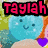 Pixelated image with four distinct sections: top-left text "Taylah," top-right hearts, bottom-left smiley face, bottom-right empty space.