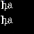 A 5x5 contact sheet of animated frames showing repeated 'ha' text with blue pixel artifacts and scattered explicit phrases like 'FUCK YOU' on a black background.