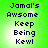 Green background with dark blue pixelated text reading "Jamal's Awsome Keep Being Kewl" in four identical quadrants.