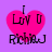 Four identical pixelated pink heart icons with 'I Love U RichJ' text on purple background, each showing slight animation variation.
