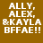 Four pixelated display identical text on different solid backgrounds: brown, pink, purple, and red