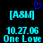 Pixelated cyan text and a blue heart symbol on black background, with identical left and right sections displaying "[A&M]" above "10.27.06 One Love".