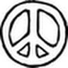 Black and white peace symbol icon with thick outline inside a circle, displayed on a transparent background.