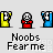 Pixel art animation of a character in red clothing with white face and black eyes, performing sequential hand gestures