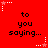 Red background with repeated black text 'to you saying...' and white star icons at corners, some stars have dotted lines.