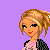 Pixel art contact sheet showing three frames of a cartoon character with blonde hair, pink top, and gray pants against purple background, with text "Taken by an Angel" below.