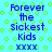 Blue text "Forever the Sickest Kids" and "XXXX" on light blue background with green circular patterns, alternating between solid and wavy line arrangements.