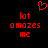 Red pixelated text and heart symbol on black background, with identical left and right sections displaying 'lot amazes me' beneath the heart.
