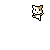 Pixelated cat icon with white and brown fur, black outline, holding a small object in front of its face.