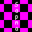 Pixelated animation of a checkerboard pattern with alternating black and bright pink squares, featuring vertical white text reading 'SOPHOS' on the left and right sides.