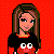 Pixel art contact sheet showing three frames of an animated icon featuring a cartoon character with brown hair, black top, and blue starry pants against red background with repeated "Elmo" text overlay.