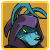 A 3x3 contact sheet of pixel art frames showing a blue-furred anthropomorphic character with purple hood and teal hair, displaying sequential text changes from "C" to "CLEVER" across sampled frames.