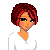 Pixel art of a character with red hair in two outfits: white top and pants, then black strappy outfit. Text reads "nice By Day" and "naughty By Night."