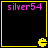 Four identical square with yellow borders display pink text 'silver54' and a yellow Pac-Man icon at the bottom right corner