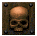 Pixelated skull icon on rusted metal plate with four corner bolts, displayed in multiple views showing front and side angles.