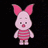Pixelated cartoon pig with pink ears and striped shirt stands against black background with text 'Piglet is Pimpin' in pink letters.