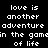 Pixelated white text on black background with gray rectangle, reading "love is another adventure in the game of life i still lysm tori" and "but..".