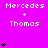 Pixelated icon with bright pink background showing repeated text "Mercedes + Thomas" and varying black heart symbols above each name pair.