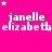A bright pink background displays repeated white text 'janelle elizabeth' with small white stars scattered throughout, arranged in a pattern