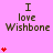 Pink background with repeated text "I love Wishbone" and varying red heart counts in a