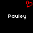 Red pixelated heart symbol above two identical white text labels on black background.