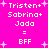 Pixelated text on bright pink background with white plus signs; two identical vertical text blocks separated by space, each containing names and 'BFF' with equal signs.