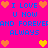 Pixelated text and heart symbols on a bright pink background with blue lettering.