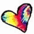 Three heart-shaped icons with rainbow gradient colors and black outlines, displayed in a on white background
