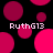 Black background with scattered pink and magenta circles of varying sizes, four instances of the text 'RuthG13' in white pixelated font.