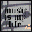 Static image with 'music is my life' text and musical notes background, featuring a small cluster of colored stars in the bottom-right corner.