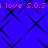 Blue background with black diamond pattern and pink text repeating "i love 5.05" across the image