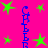 Bright pink background with scattered green stars and vertical blue text repeating 'СЕБ' in Cyrillic script.