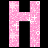Two side-by-side pink pixelated H-shaped icons with white sparkles on a black background, showing frame-to-frame animation differences in sparkle placement and density.
