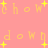 A static image with a pink background displays the words 'show' and 'down' in yellow pixelated text, interspersed with yellow star shapes.