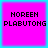 Four identical square with bright pink backgrounds and cyan borders display black pixelated text reading 'MOREEN PLABUTONG' in two lines