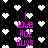 Black background with white pixelated hearts and pink text reading "I Love Hot Guys" in a vertical arrangement.