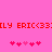 Pixelated red text and heart symbols on a solid pink background, with repeated patterns of 'ILY ERIC<3' and alternating heart sequences.