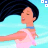 Pixelated cartoon woman with black hair and pink top, static pose against light blue background with text changing across frames.