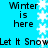 Pixelated blue background with repeating black text and white snowflakes, showing animated snowflake movement.