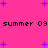Pixelated pink background with purple stars and repeated "summer 09" text in black.