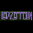 Animated contact sheet of five Led Zeppelin logo frames with color variations on a black background, each frame showing the band's stylized text in different hues and effects.